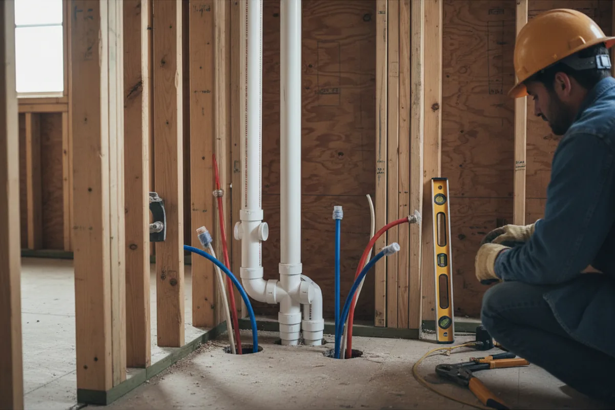 Drain and supply rough-in during Drain Cleaning in Eureka